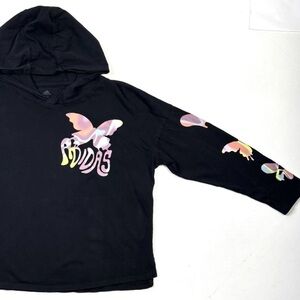Adidas Black Hoodie with Colorful Butterfly Accents